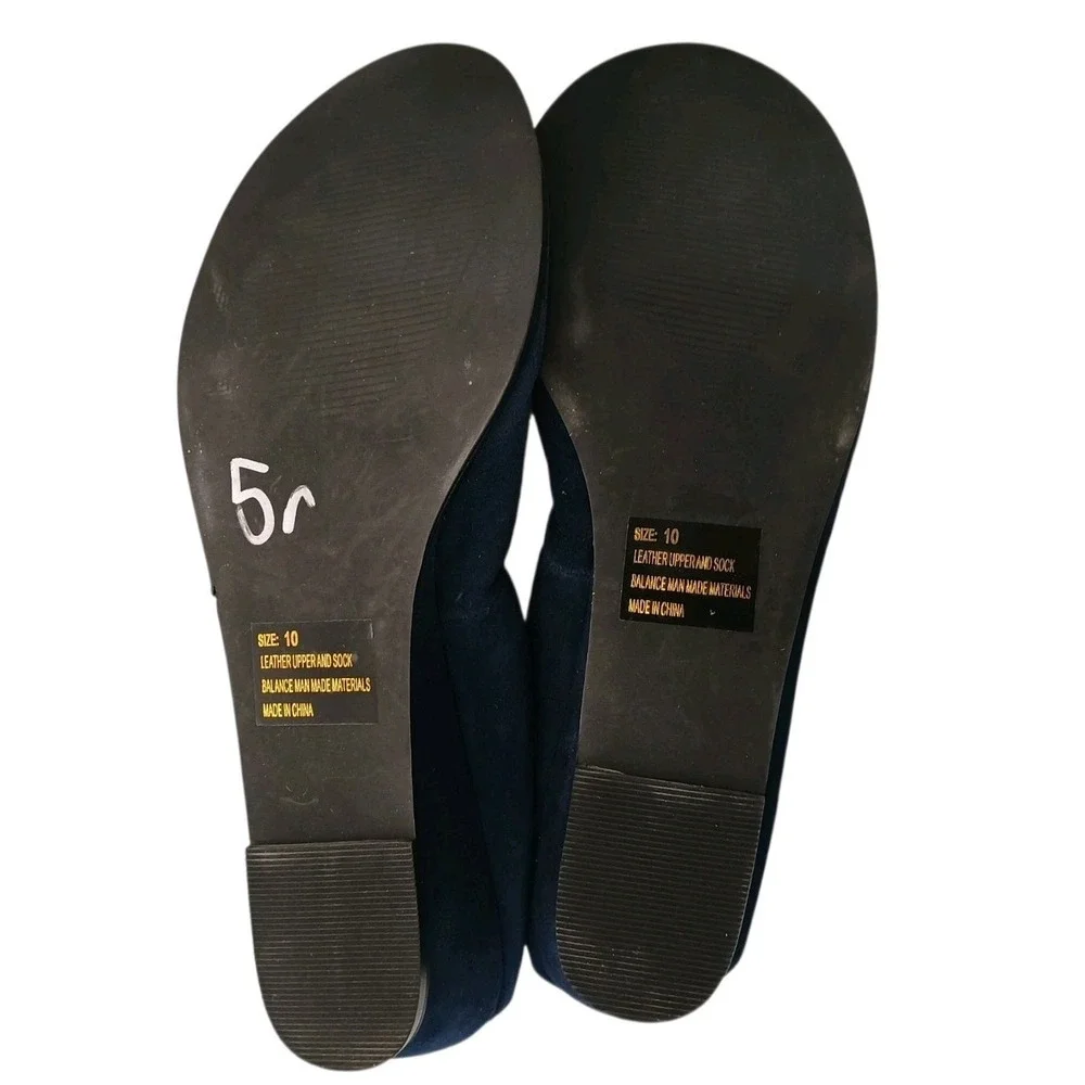Restricted Women's‎ 10 Navy Suede Rosette Slip-ons Wedge Heel Shoes Whimsy Fairy